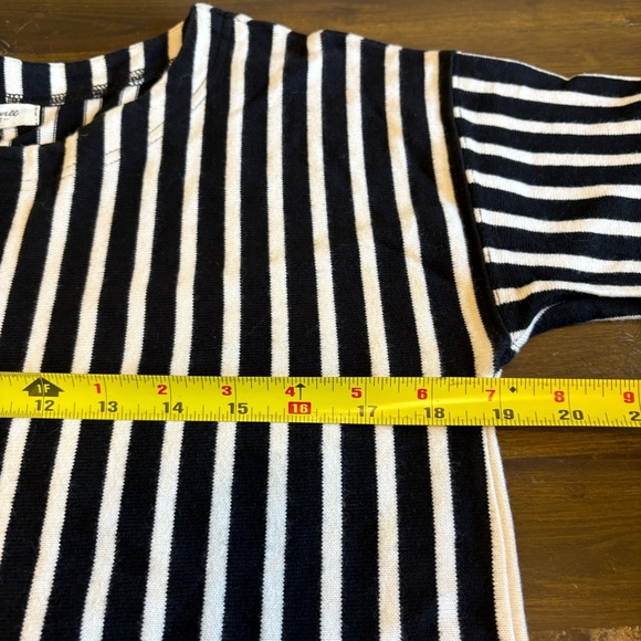 Madewell Boxy Tee Pull Over Top Black White Front Pockets XS Coastal Cotton - Picture 6 of 6